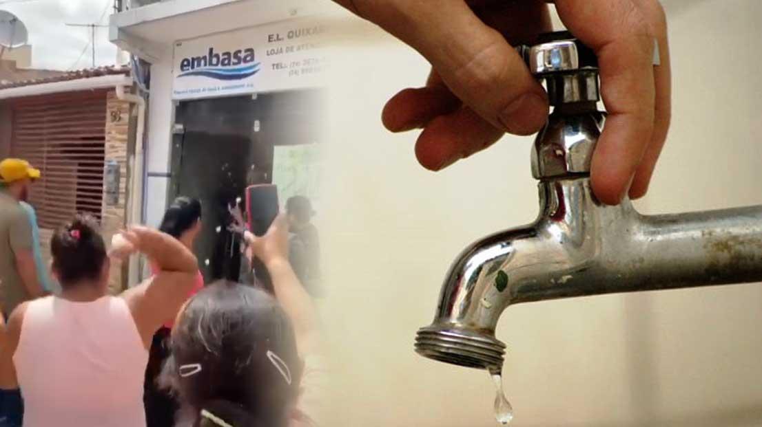 População protesta contra falta d'água e jogam ovos em agência da Embasa como forma de indignação