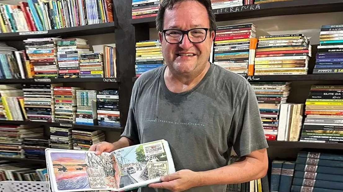 Livro “Viagem ao Sul da Bahia”, do artista Tadeu Oliveira, retrata paisagens, histórias e a cultura da região de Porto Seguro em desenhos aquarelados
