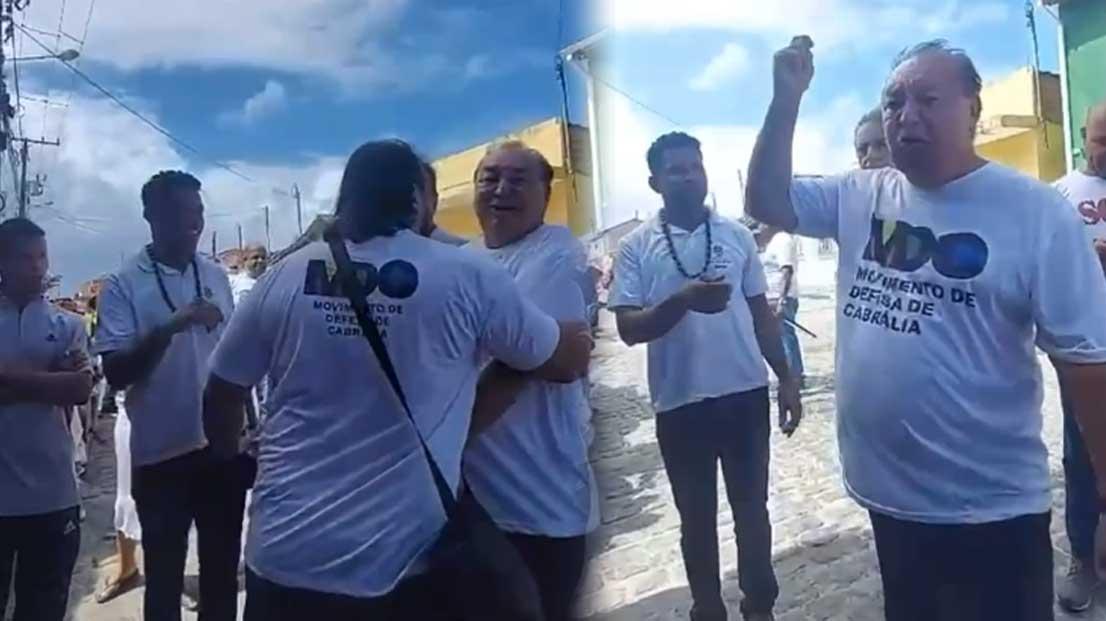 Pré-candidato Aziz Ramos é vaiado e colocado para correr durante visita em Santa Cruz Cabrália