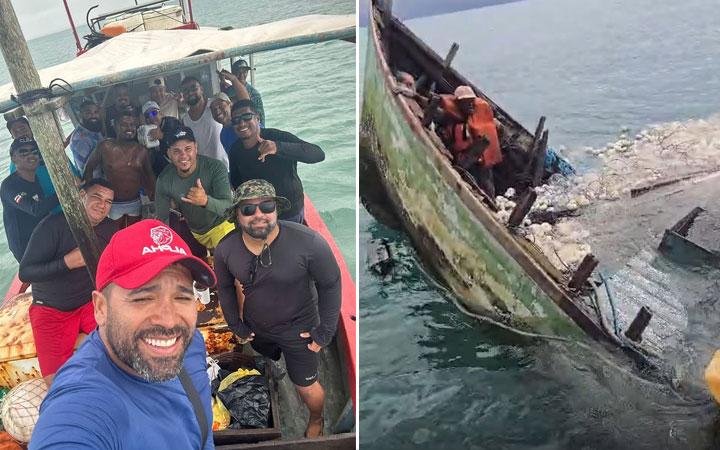 Grupo de Amigos realizam resgate heroico de pescadores à deriva após naufrágio em Prado; Veja vídeo