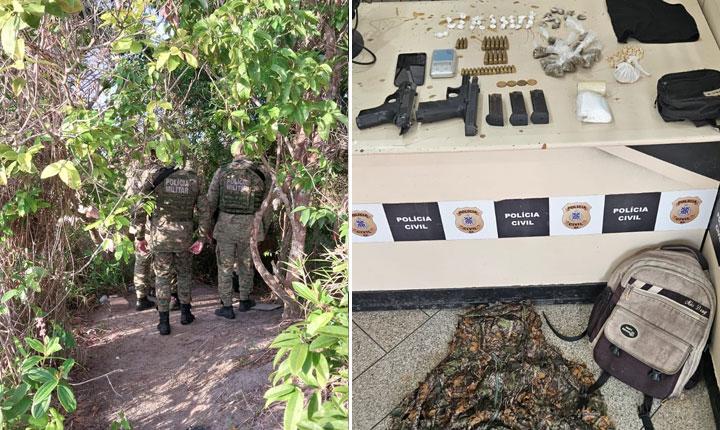 Operação policial termina com dois mortos e apreensão de armas e drogas em Santa Cruz Cabrália