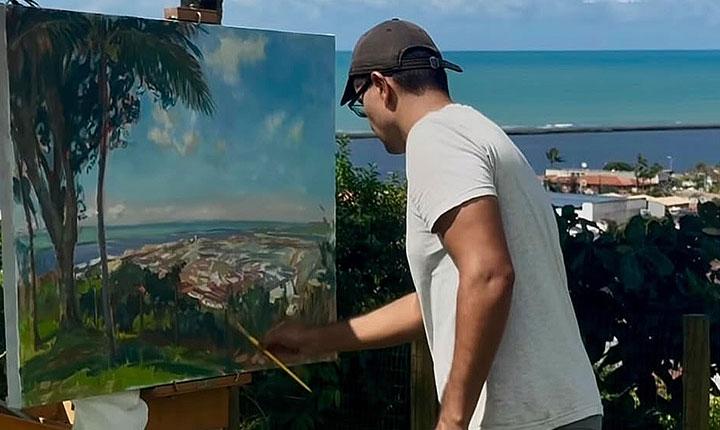 Artista encontra em Porto Seguro inspiração para exposição com mais de 40 pinturas na Casa da Lenha