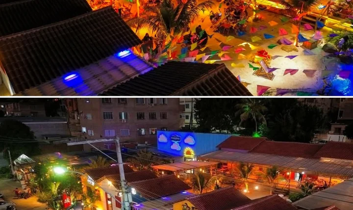 Bar no ES recria a vila de Caraíva com praia artificial e casinhas coloridas; Veja as imagens