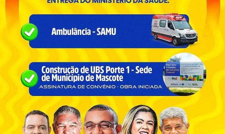 Gestão de Tião Moreira e Juzenia fortalece a saúde e garante investimento histórico de R$ 2,2 milhões em Mascote