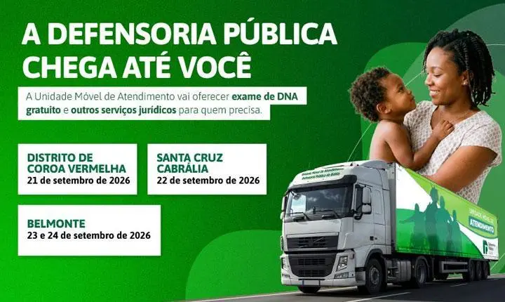 Pensão, divórcio, guarda e DNA: Defensoria oferece serviços gratuitos em Cabrália e Belmonte